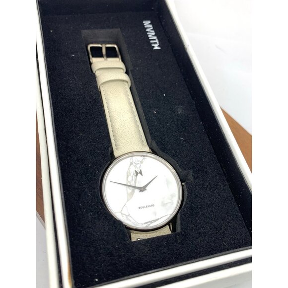 MVMT Women\'s Watch Boulevard Quartz White Gray Marble Dial Leather Band 38mm main image 13